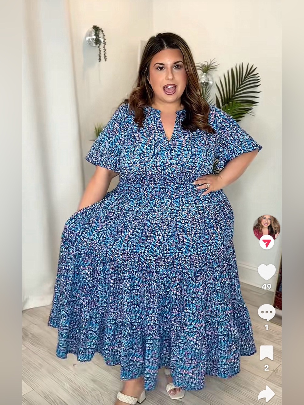 Plus Blue Floral Plus-Size Maxi Dress -l